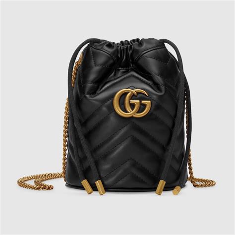 gucci hammock|Black Leather GG Marmont Mini Bucket Bag.